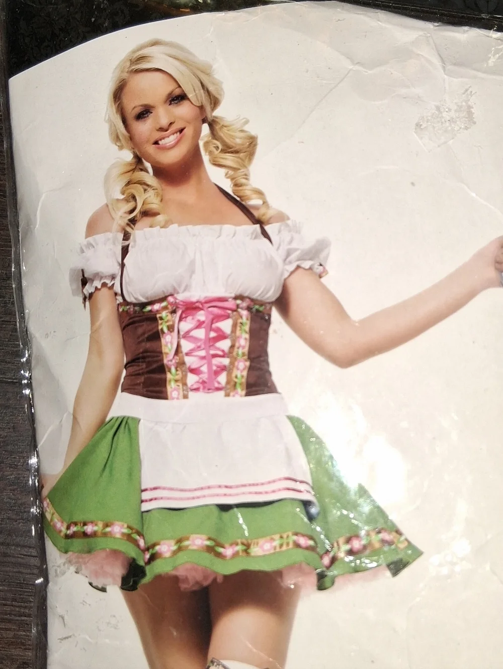 Pink & Green Oktoberfest Dirndl Costume - Party Dress Size Large